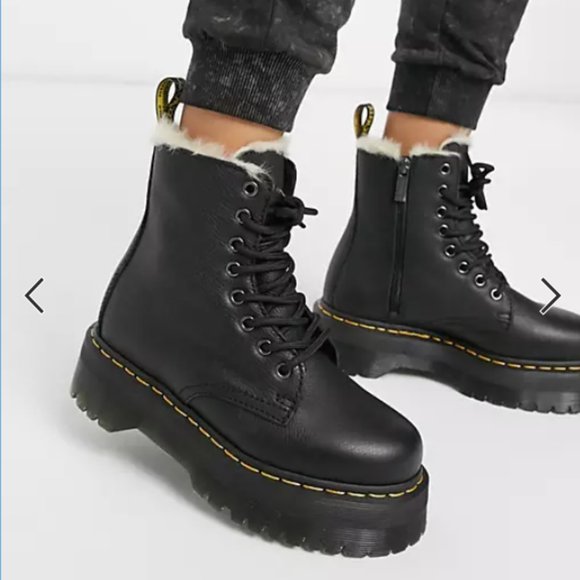 Dr. Marten Jadon Faux Fur Lined Leather Platform Boot  Sz 5 - Picture 2 of 13